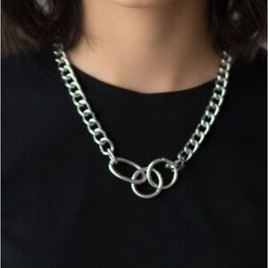 Pomina Silver Tone Chain Link Choker Necklace